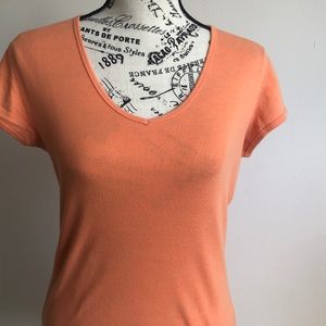 Aeropostale orange short sleeve rounded v-neck top t-shirt Size Medium